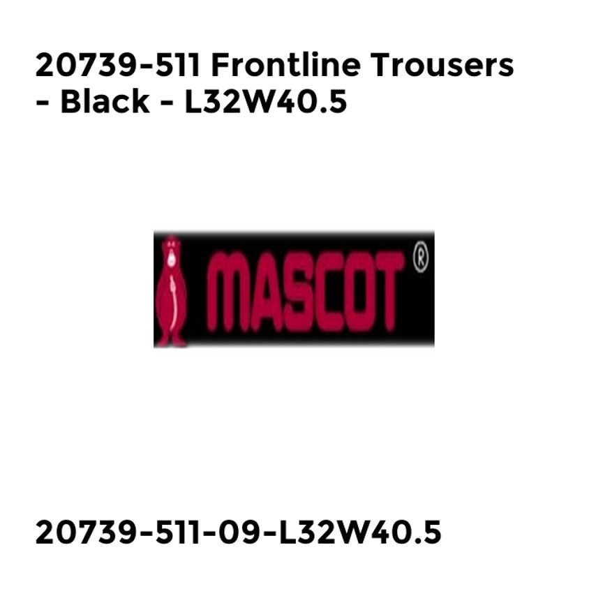Mascot 20739-511 Frontline Trousers - Black - L32W40.5