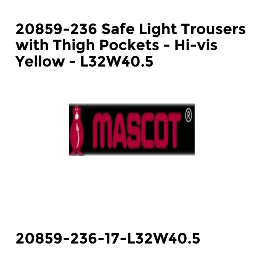 Mascot 20859-236 Safe Light Trousers with Thigh Pockets - Hi-vis Yellow - L32W40