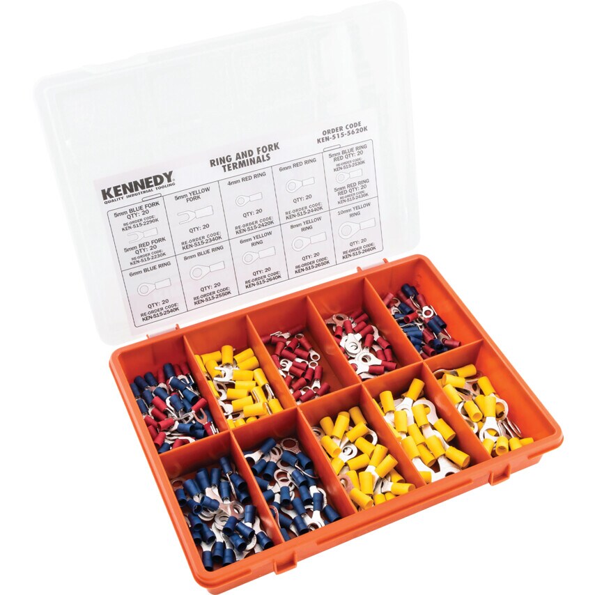 Terminals/Rings/Forks Red/Blue/Yellow Kit 240 Piece