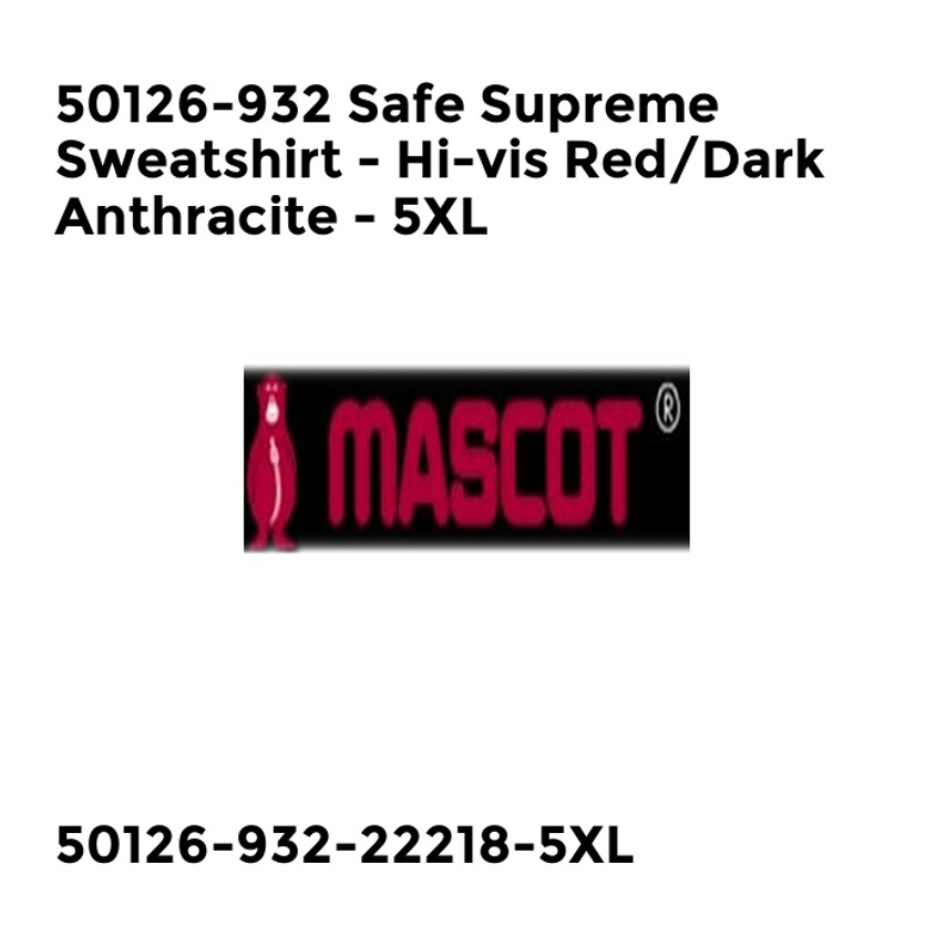 Mascot 50126-932 Safe Supreme Sweatshirt - Hi-vis Red/Dark Anthracite - 5XL