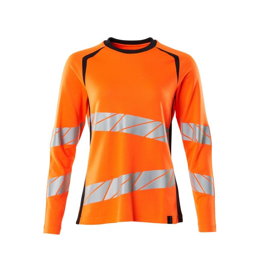 Mascot 19091-771 Women's Accelerate Safe T-shirt, Long-sleeved - Hi-vis Orange/D