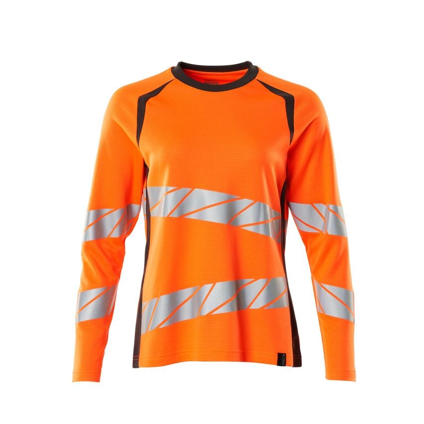 Mascot 19091-771 Women's Accelerate Safe T-shirt, Long-sleeved - Hi-vis Orange/D