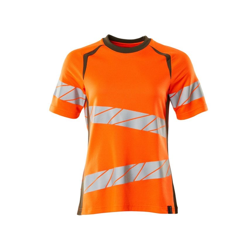 Mascot 19092-771 Women's Accelerate Safe T-Shirt - Hi-vis Orange/Moss Green - XS
