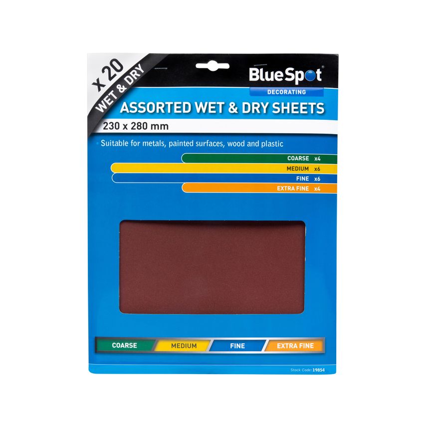 20 Piece Assorted Wet and Dry Sandpaper Sheets