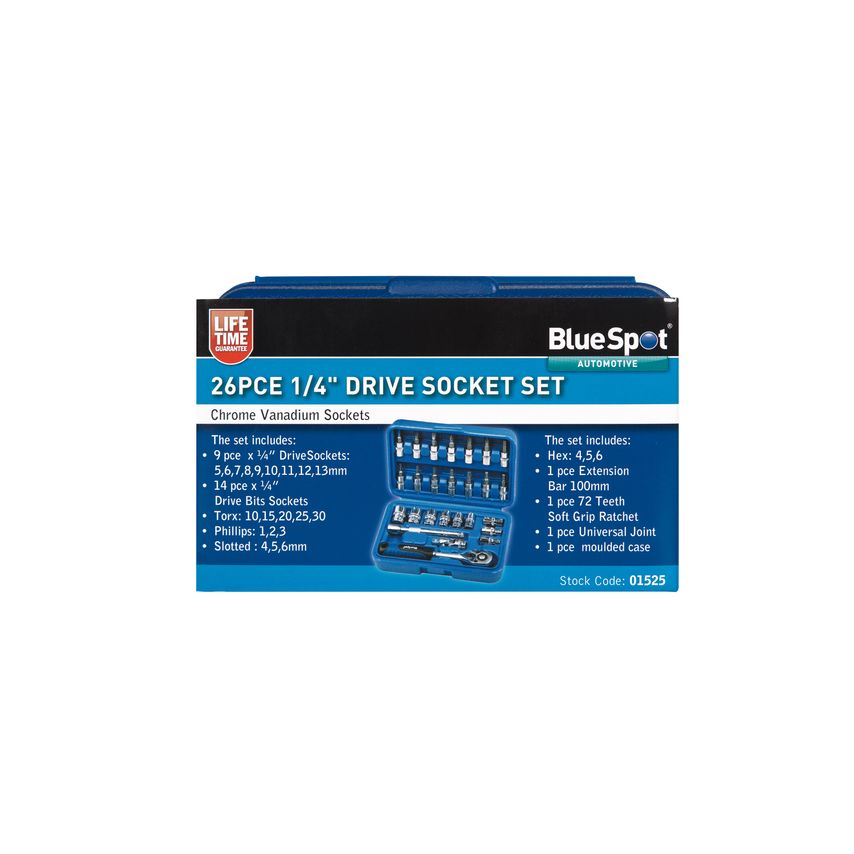 Blue Spot Tools 26 Piece 1/4" Drive Socket Set