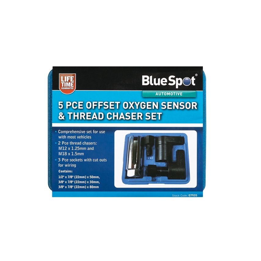 Blue Spot Tools 5 Piece Oxygen Sensor & Thread Chaser Set