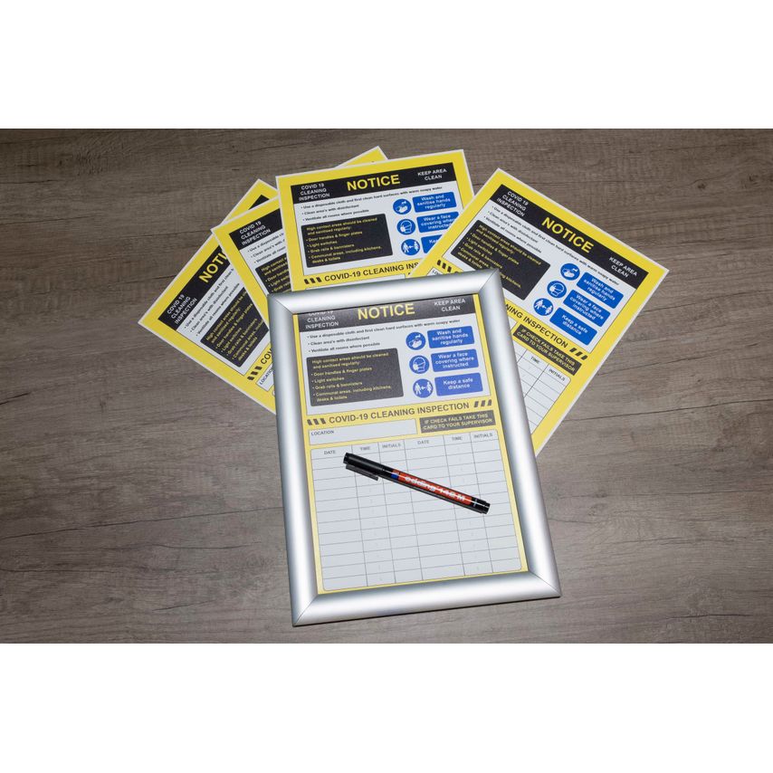 Spectrum Industrial COVID-19 Cleaning Inspection Pack A A4 Snap Frame, 5 x Inspe