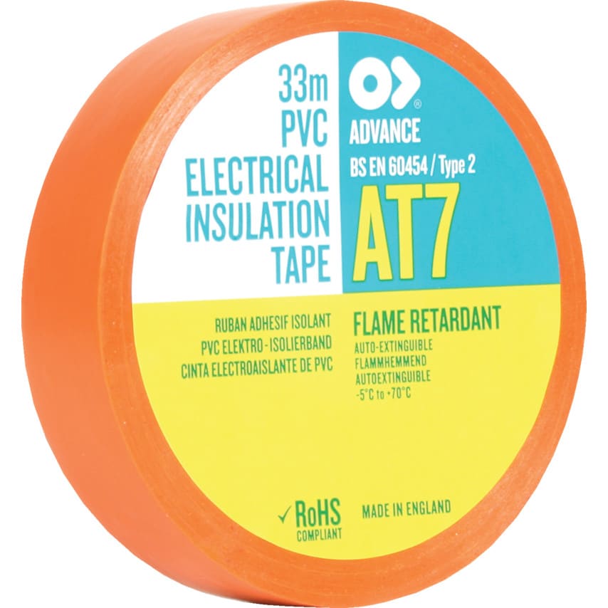 Advance AT7 25mm x 33m Orange PVC Insulating Tape