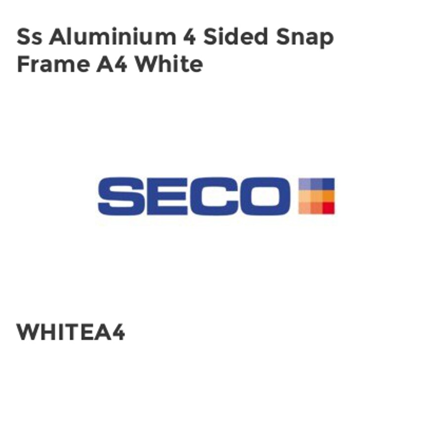 Seco Ss Aluminium 4 Sided Snap Frame A4 White