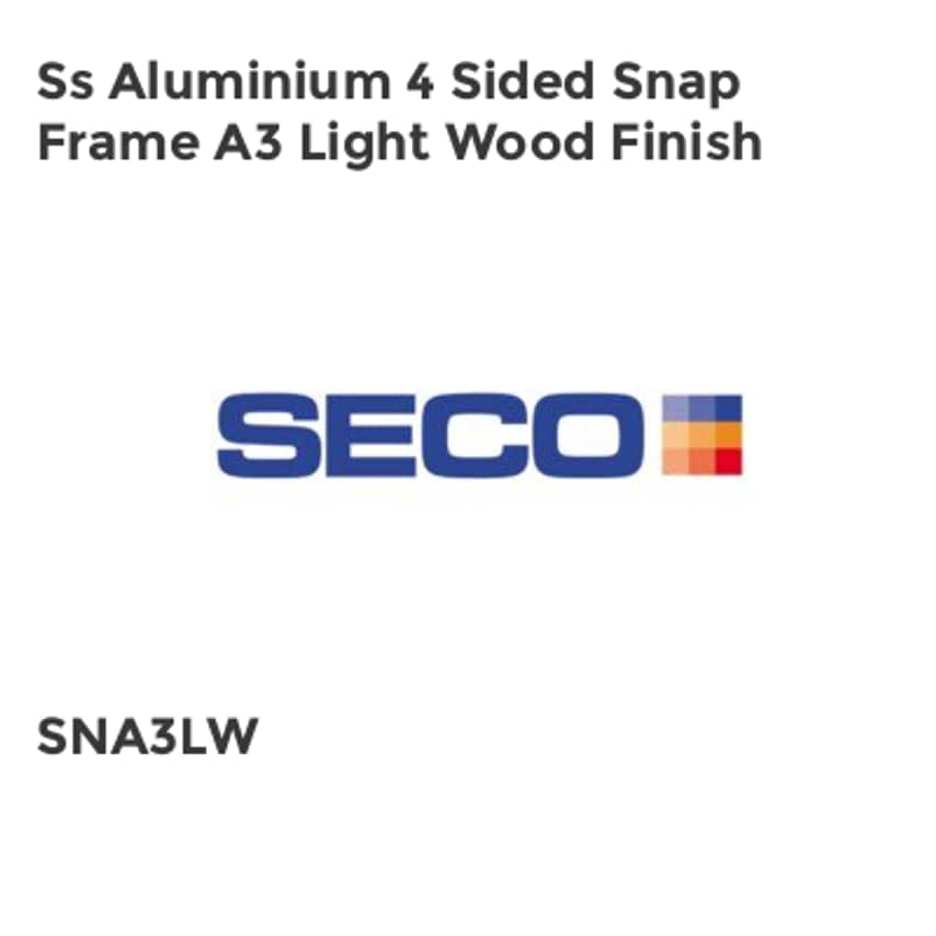 Seco Ss Aluminium 4 Sided Snap Frame A3 Light Wood Finish