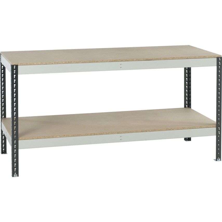 Matlock Workbench with Two Levels - Light Grey Uprights