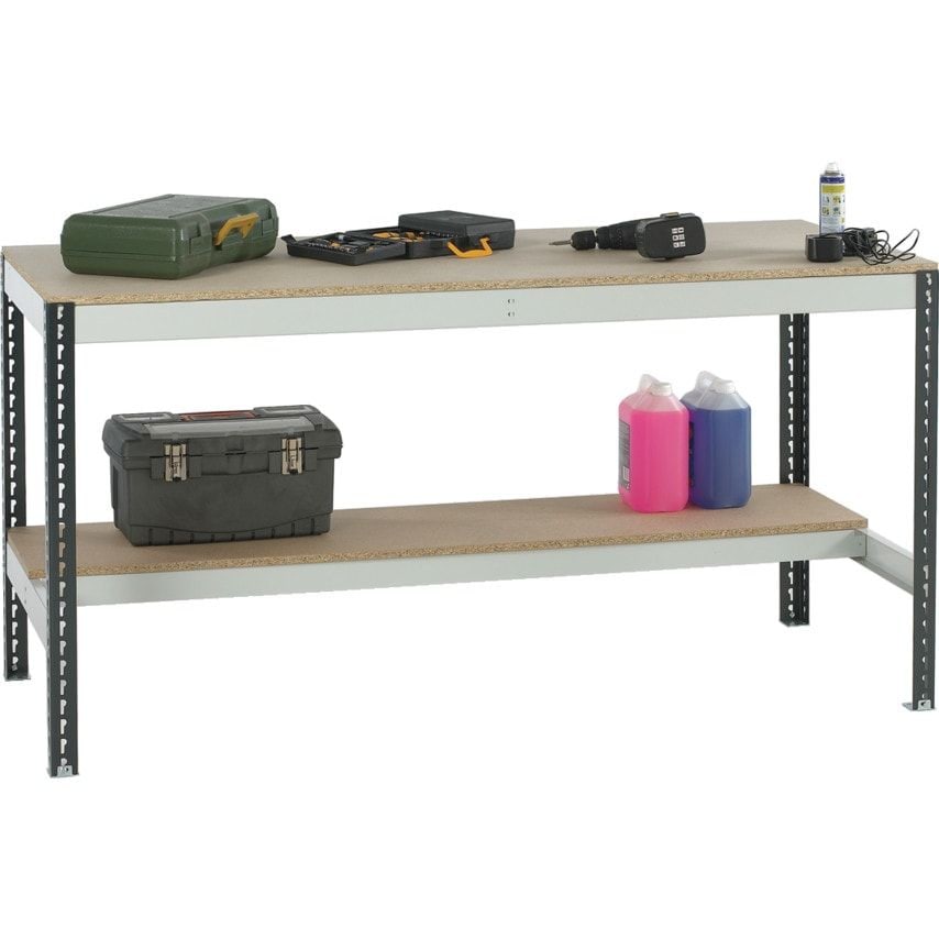 Matlock Just Bench 2400 x 750, Half Shelf - Light Grey Uprights
