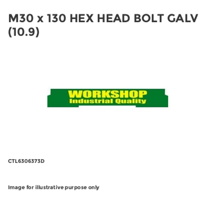 M30 X 130 Hex Head Bolt Galvanised (10.9)