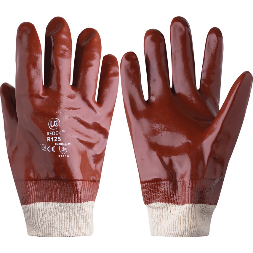 Ultimate Industrial Fully PVC Coated Red Gloves, Size 9.5