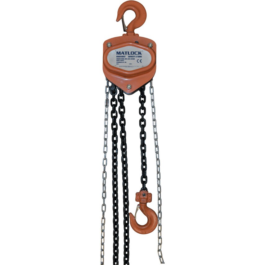 Matlock 5.0 TON 3MTR HAND CHAIN HOIST C/W OVERLOAD BRAKE