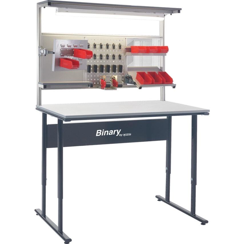 QMP Binary Manual Height Workbench Solid Beech Worktop 730-960 x 1805 x 755