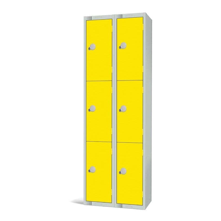 Elite Lockers 1800 x 300 x 300mm - Yellow - 3 Door Locker - Nest 2