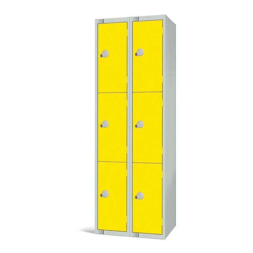 Elite Lockers 1800 x 300 x 450mm - Yellow - 3 Door Locker - Nest 2