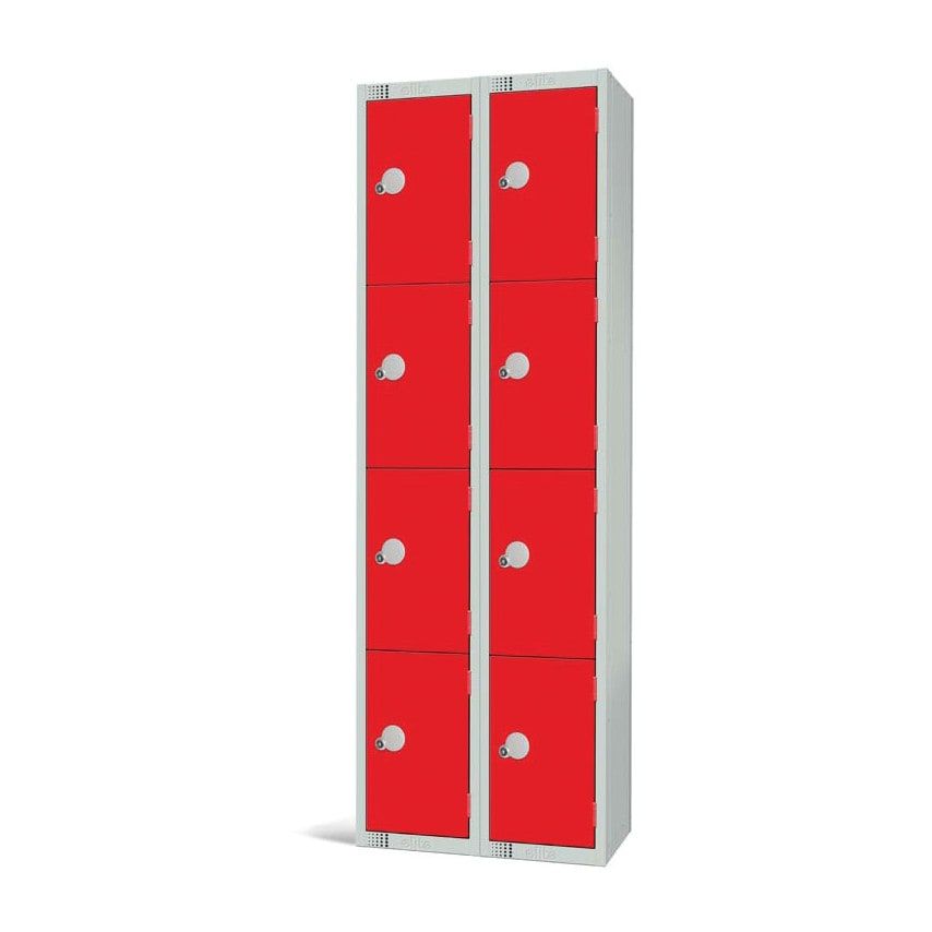 Elite Lockers 1800 x 300 x 300mm - Red - 4 Door Locker - Nest 2