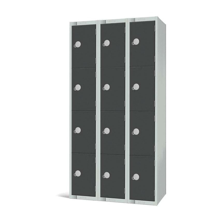 Elite Lockers 1800 x 300 x 450mm Dark Grey - 4 Door Locker - Nest 3