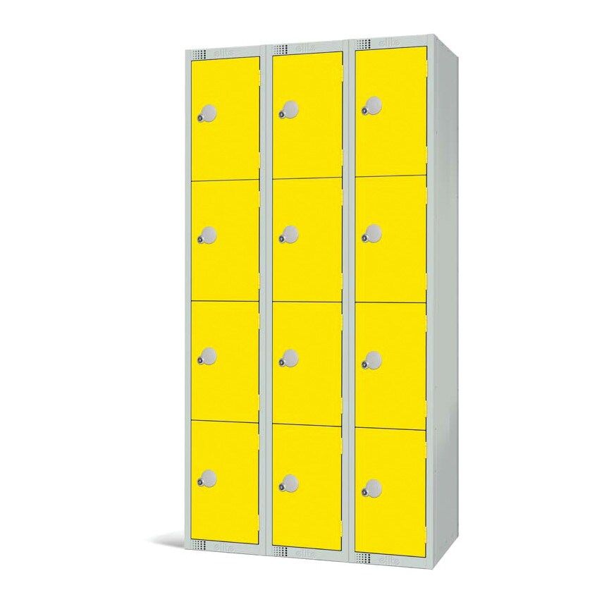 Elite Lockers 1800 x 300 x 450mm - Yellow - 4 Door Locker - Nest 3