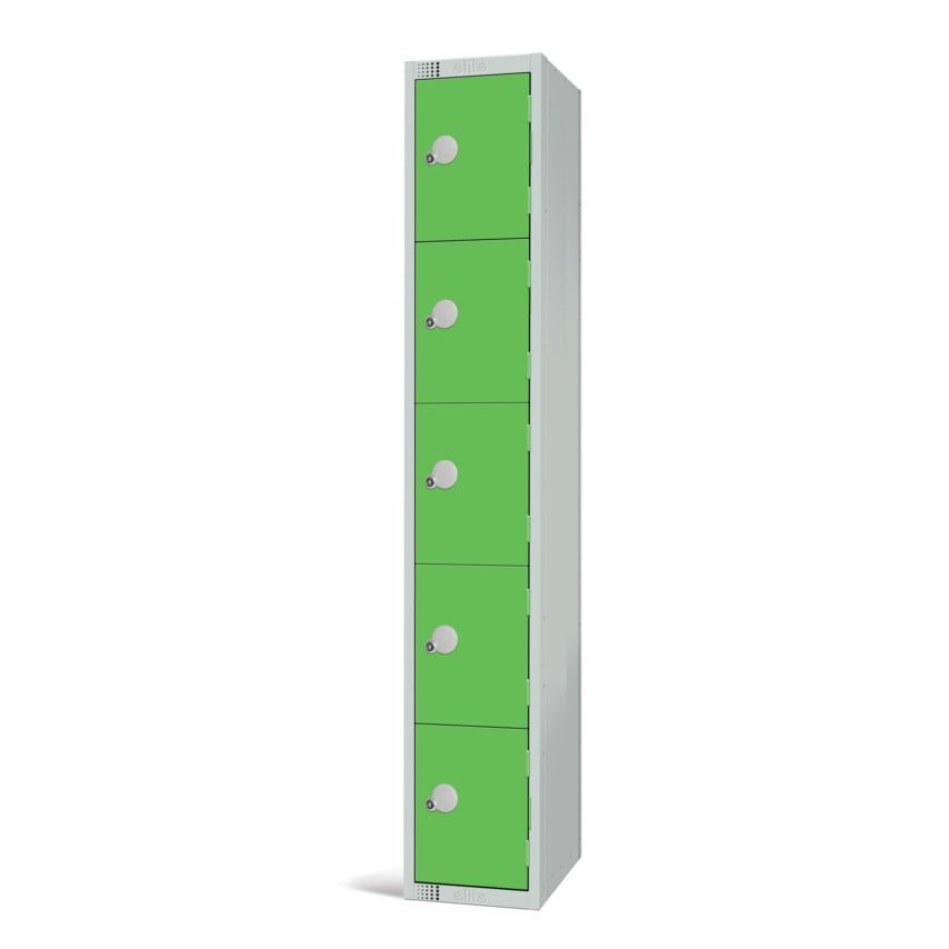 Elite Lockers 1800 x 300 x 450mm - Green - 5 Door Locker