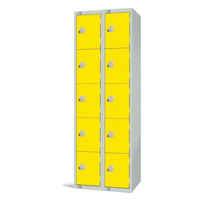 Elite Lockers 1800 x 300 x 450mm - Yellow - 5 Door Locker - Nest 2