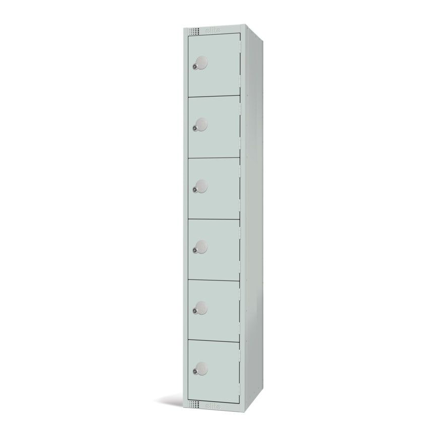 Elite Lockers 1800 x 300 x 450mm - Mid Grey - 6 Door Locker