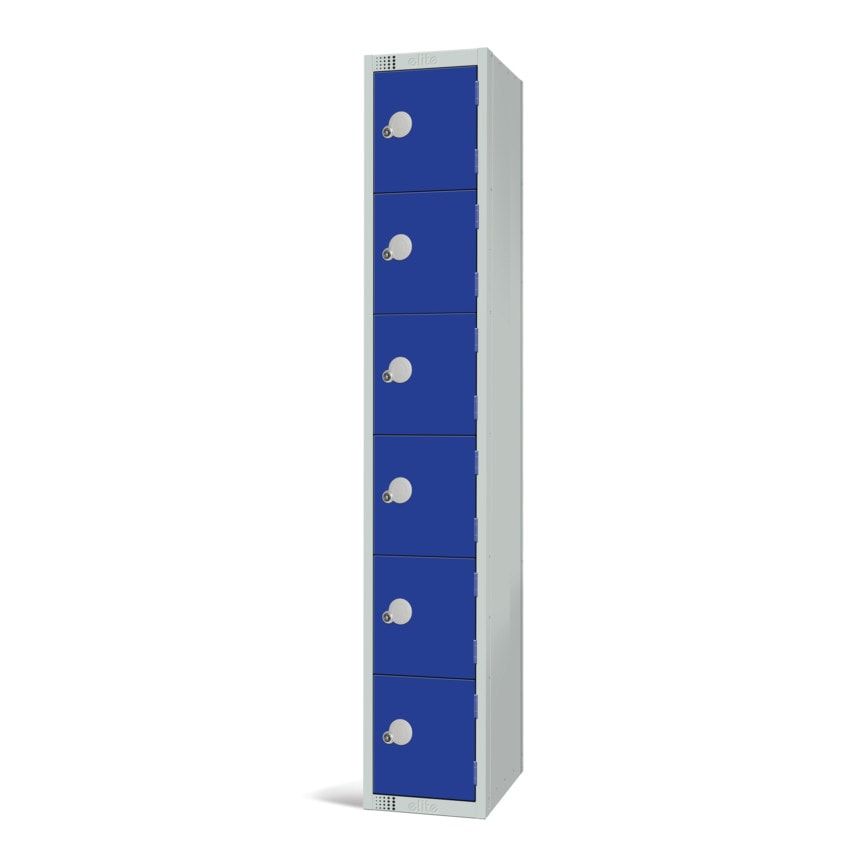 Elite Lockers 1800 x 300 x 450mm - Blue - 6 Door Locker