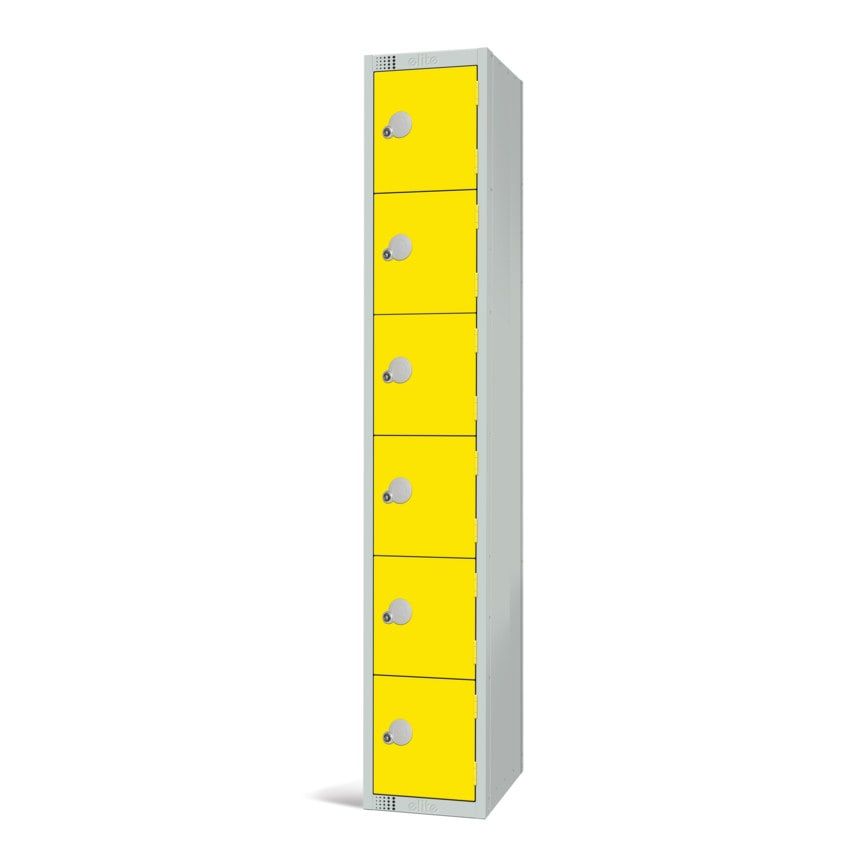 Elite Lockers 1800 x 300 x 450mm - Yellow - 6 Door Locker