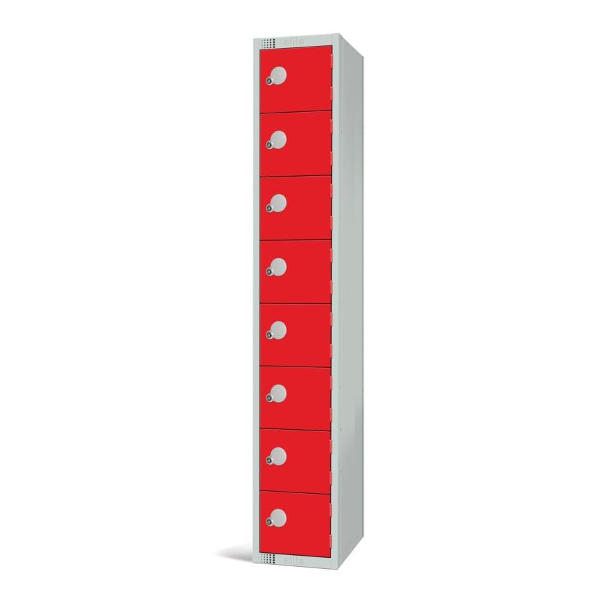 Elite Lockers 1800 x 300 x 300mm - Red - 8 Door Locker