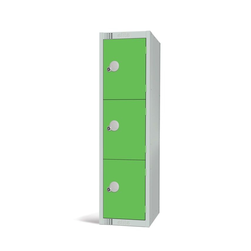 Elite Lockers Educational Locker 3 Door 1370 x 300 x 380mm Green