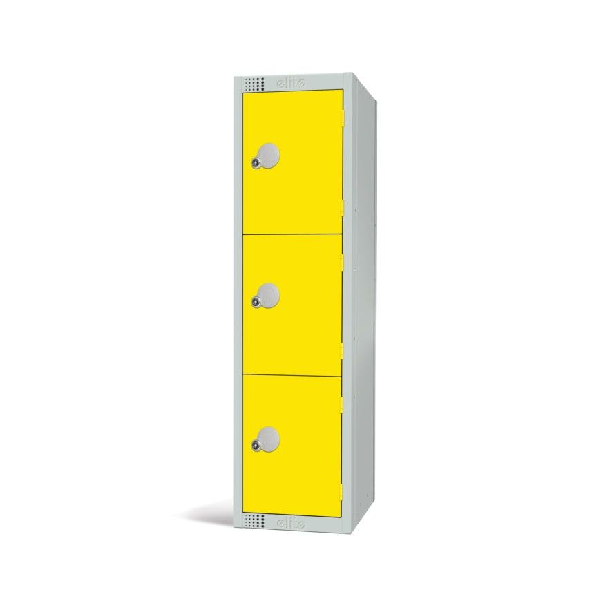 Elite Lockers Educational Locker 3 Door 1370 x 300 x 380mm Yellow