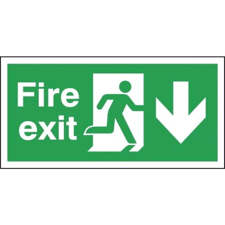 Sitesafe 150 x 450 6 Pack 150 x 450 Fire Exit Running Man Arrow Down - Nite Glo