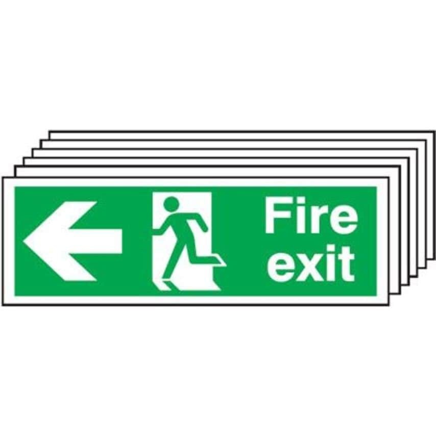 Sitesafe 150 x 450 Fire Exit Running Man Arrow Left - Nite Glo Self Adhesive