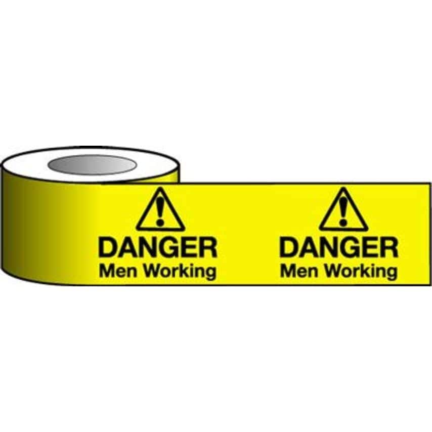 Sitesafe Barrier Warning Tape - 150mm x 100m - Danger Men Working
