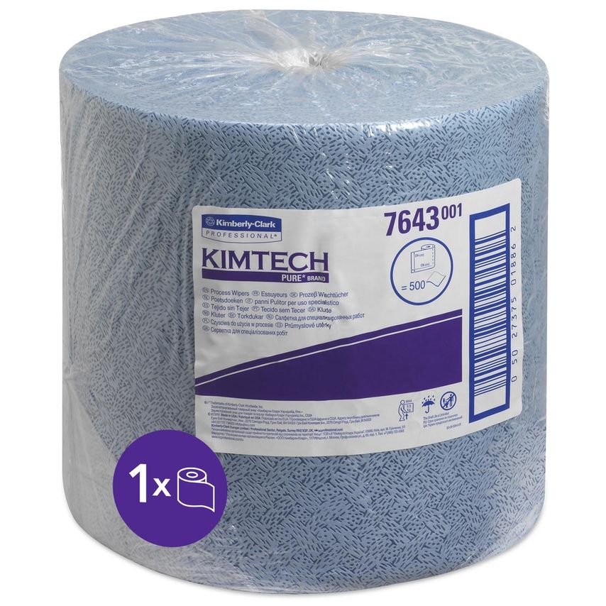 Process Wipers 7643 -1 roll x 500 cloths, blue