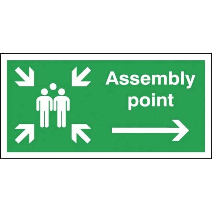Sitesafe 150 x 300mm Assembly Point Arrow Right - Rigid