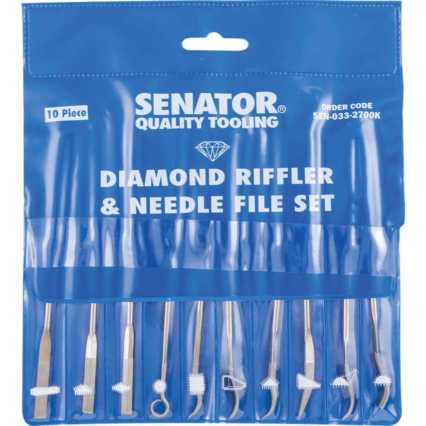 Senator 14CM Diamond Riffler & Needle File Set 10 at Zoro