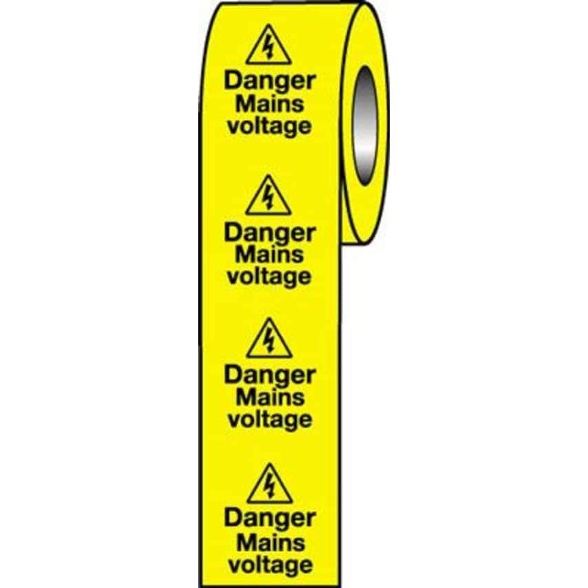 Sitesafe Roll of 250 - 50 x 50mm Danger Mains Voltage