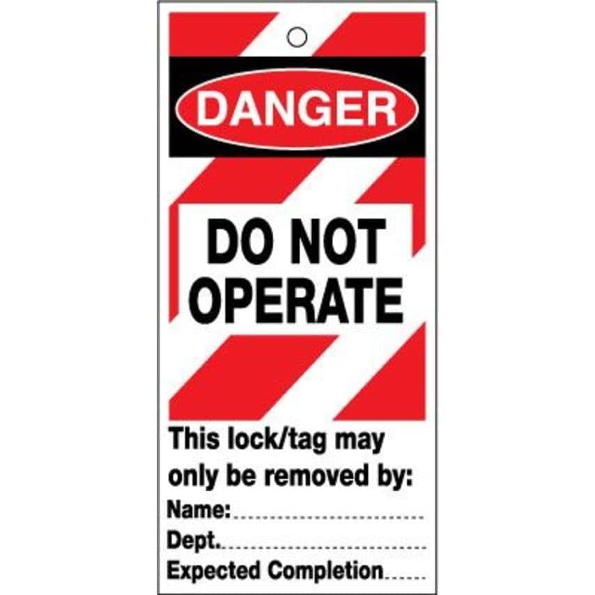 Sitesafe 75 x 160mm Do Not Operate (Red and White) Lockout Tags