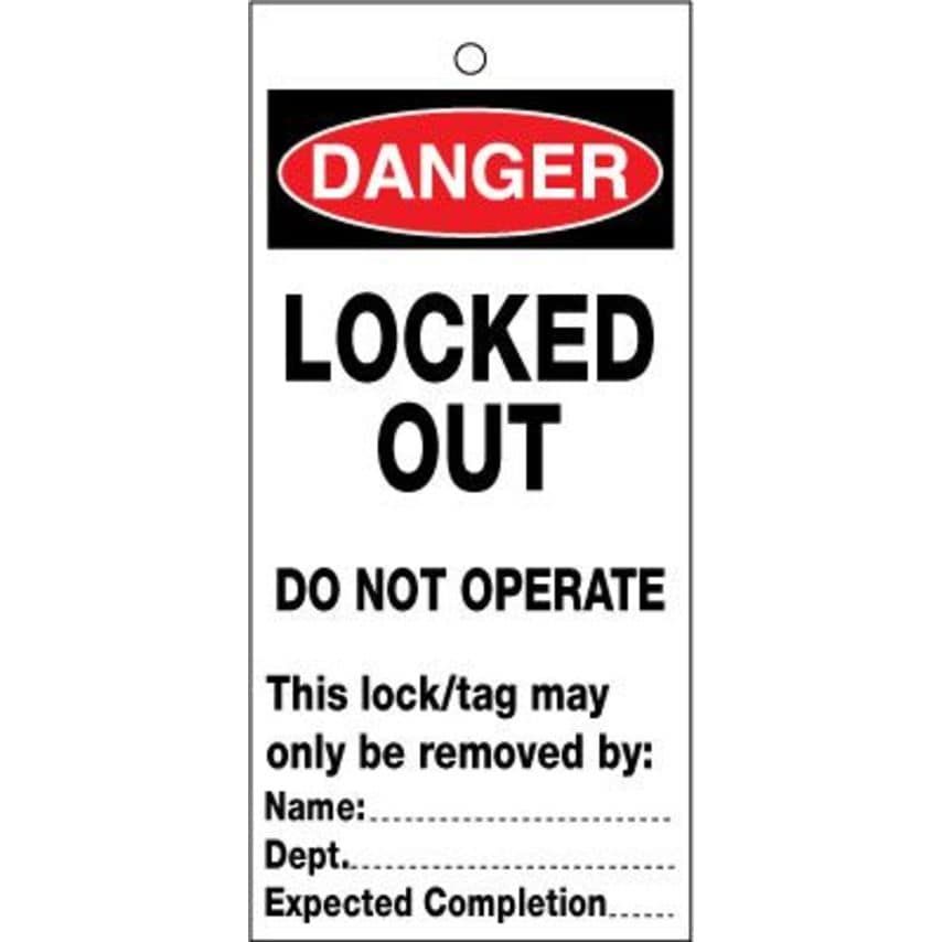 Sitesafe 75 x 160mm Locked Out Do Not Operate Lockout Tags