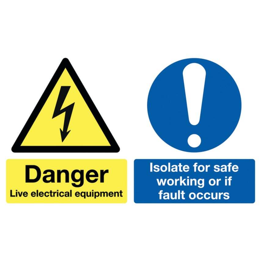 Sitesafe 100 x 300mm Danger Live Electrical Equipment Isolate for Safe Working o