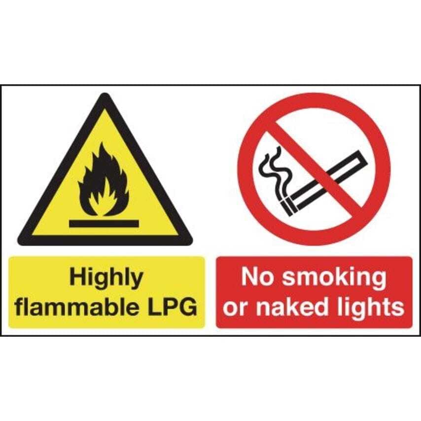 Sitesafe 300 x 500mm Highly Flammable LPG No Smoking or Naked Lights - Self Adhe