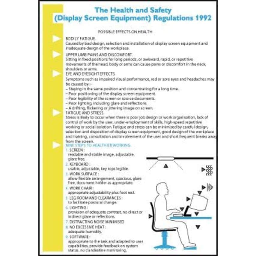 Sitesafe 120 x 80mm The Health & Safety Display Screen Equipment Regulations 199