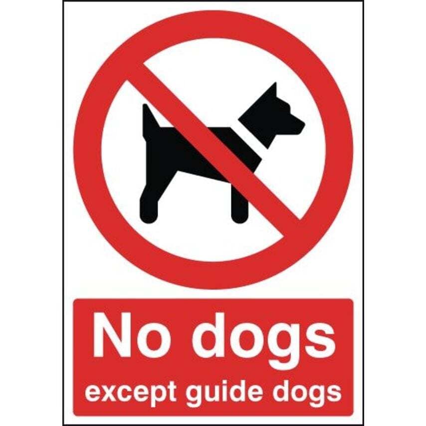 Sitesafe 420 x 297mm No Dogs Except Guide Dogs - Rigid