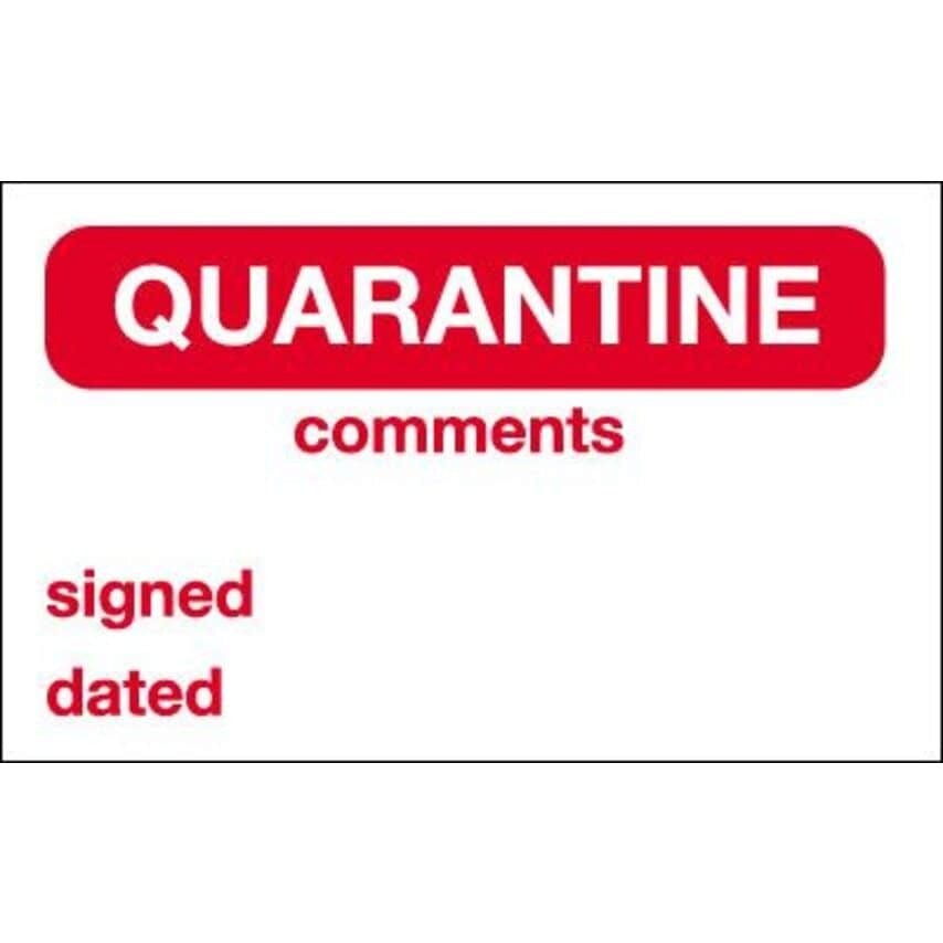 Sitesafe 40X75MM Quarantine Vinyl Cloth Quality Control Labels