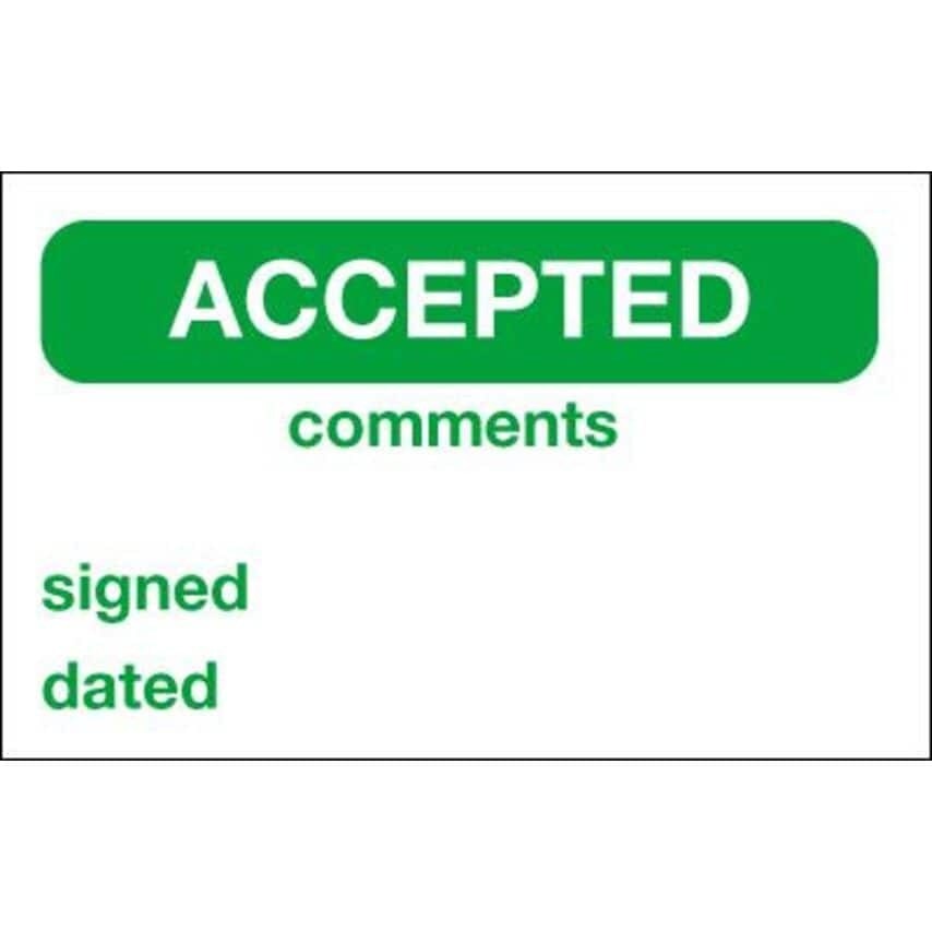 Sitesafe 40X75MM Accepted Vinyl Cloth Quality Control Labels