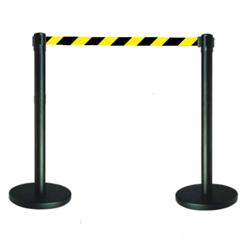 Sitesafe Tensabarrier Advance Barrier System - Black Post with Yellow & Black We