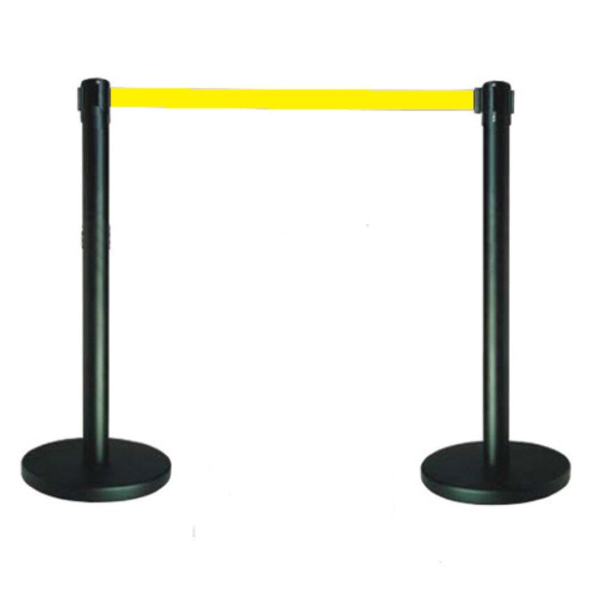 Sitesafe Tensabarrier Advance Barrier System - Black Post with Yellow Webbing